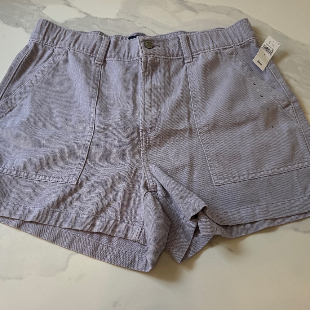 GAP NWT Lilac Purple Utility Denim Shorts — Size L, New With Tags